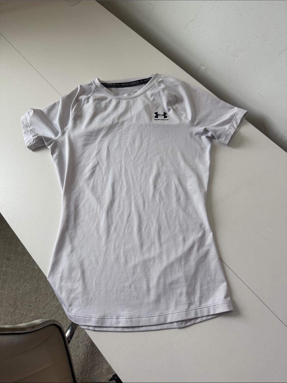 Under Armour White Crewneck Tech Tee with Black Logo